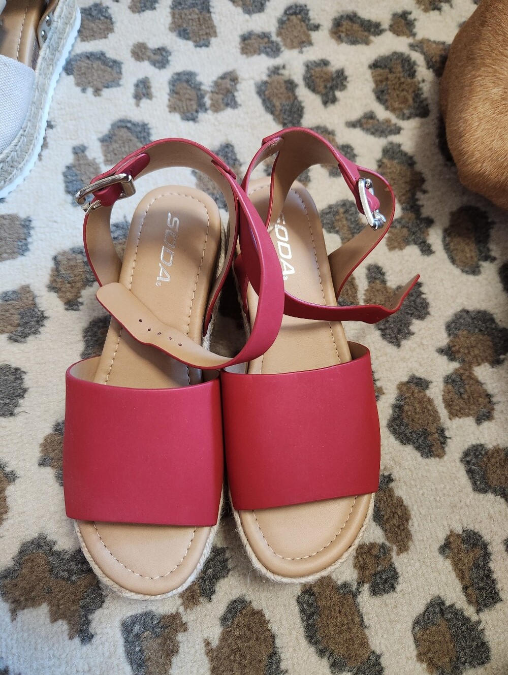Soda Red Ankle-Strap Slide Sandals